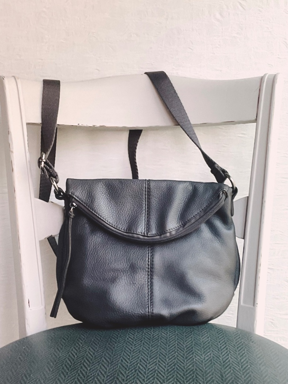 the Sak Leather Crossbody Zipper Flap Multi Compartment Slate Grey